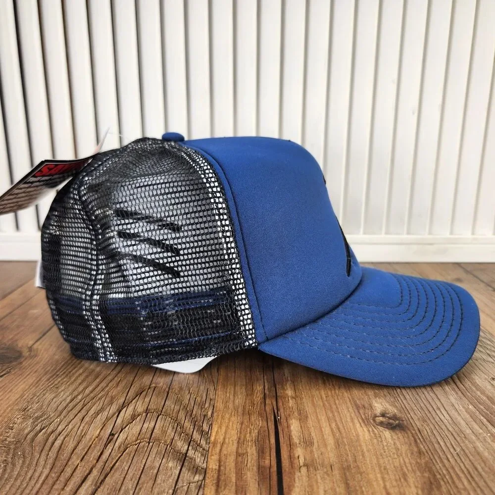SAYiWON'T Trucker Hat Cap Blue Black Mesh Snapback Motivational Logo Thunder